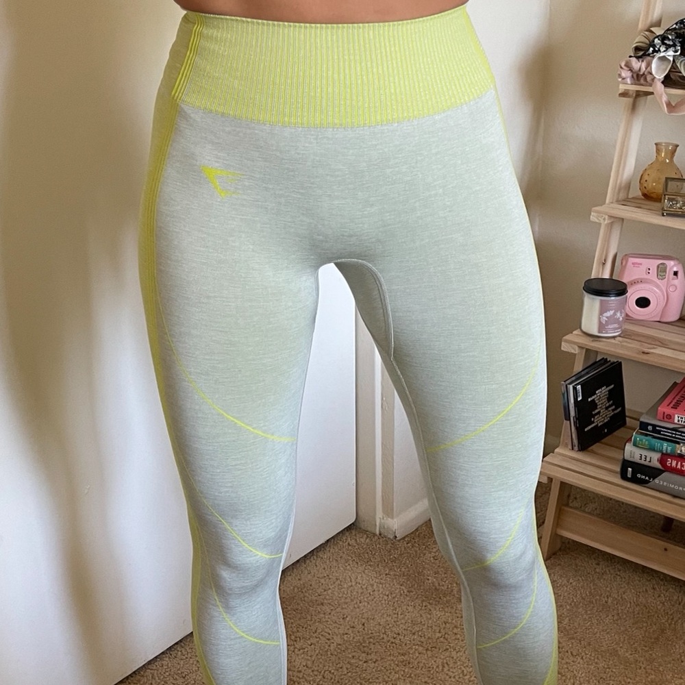 Gymshark Hyper Amplify Leggings Light Grey/Lime
